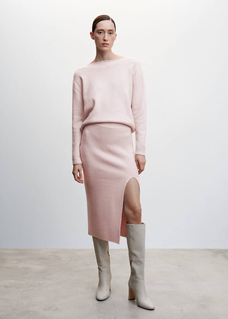 Slit knitted skirt Women Mango USA