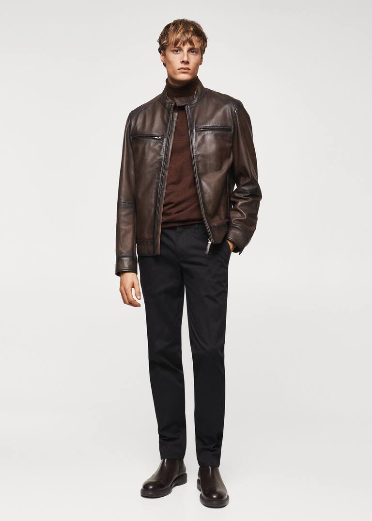 Pocket leather jacket Men Mango Man USA