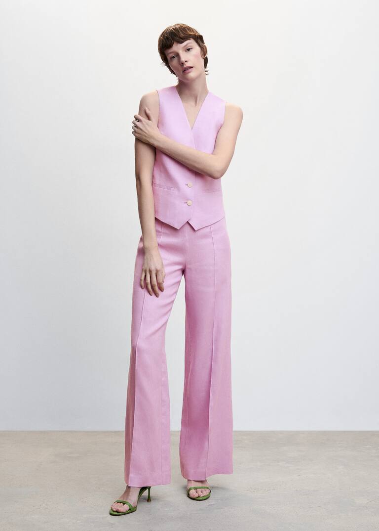 100 linen wideleg trousers Woman Mango Canada
