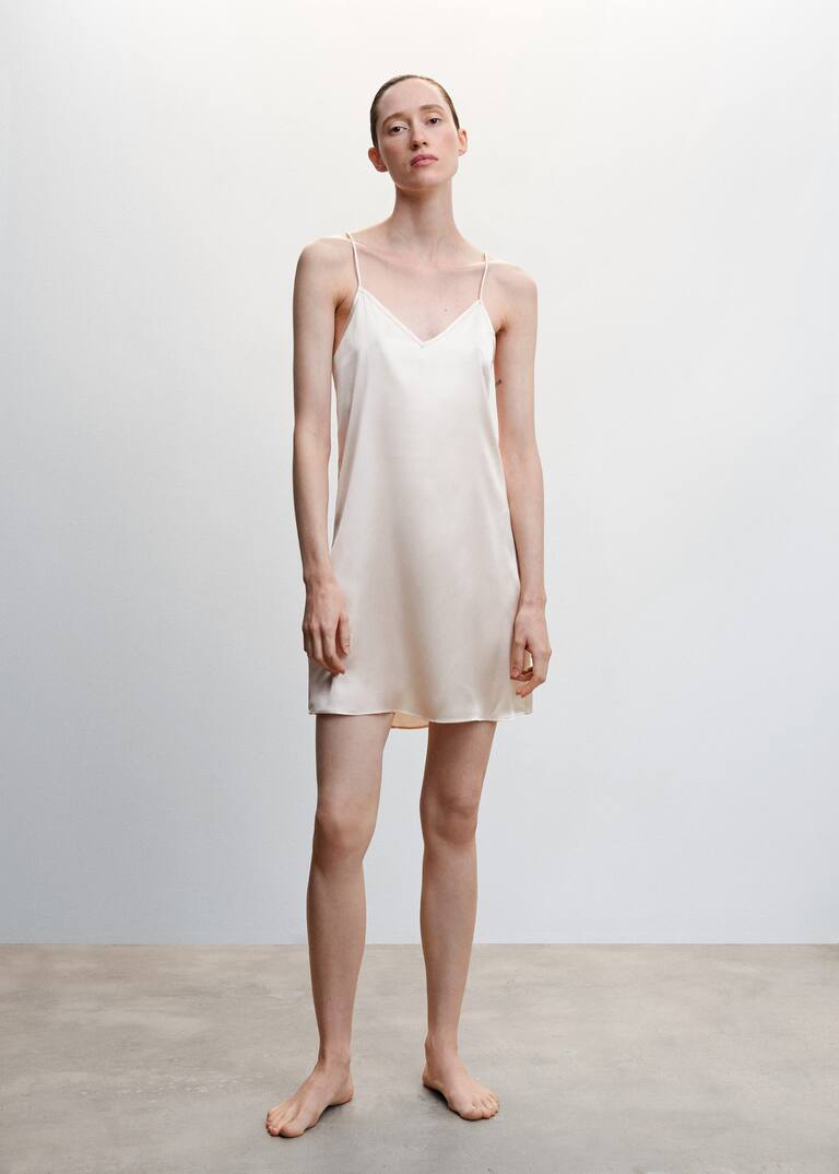 Satin nightgown with straps Women Mango USA