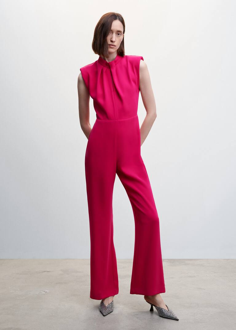 Long jumpsuit with shoulder pads Women Mango USA