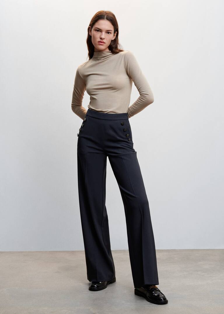 Side buttons pants Women Mango USA