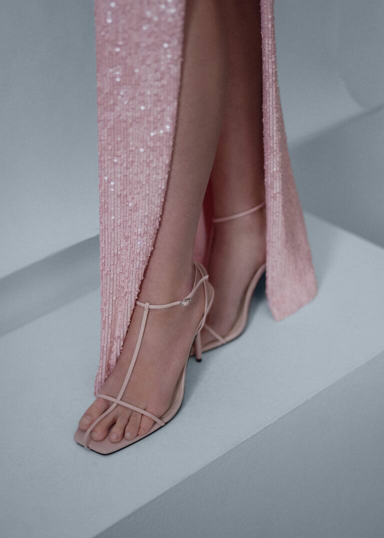 Straps heel leather sandals Women Mango USA