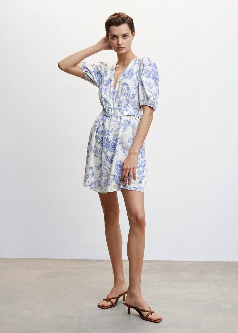 Belt floral dress Women Mango USA