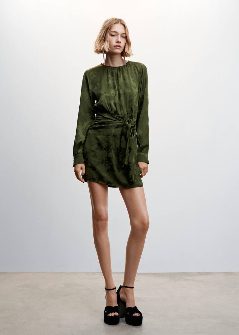 Knotted jacquard dress Women Mango United Kingdom