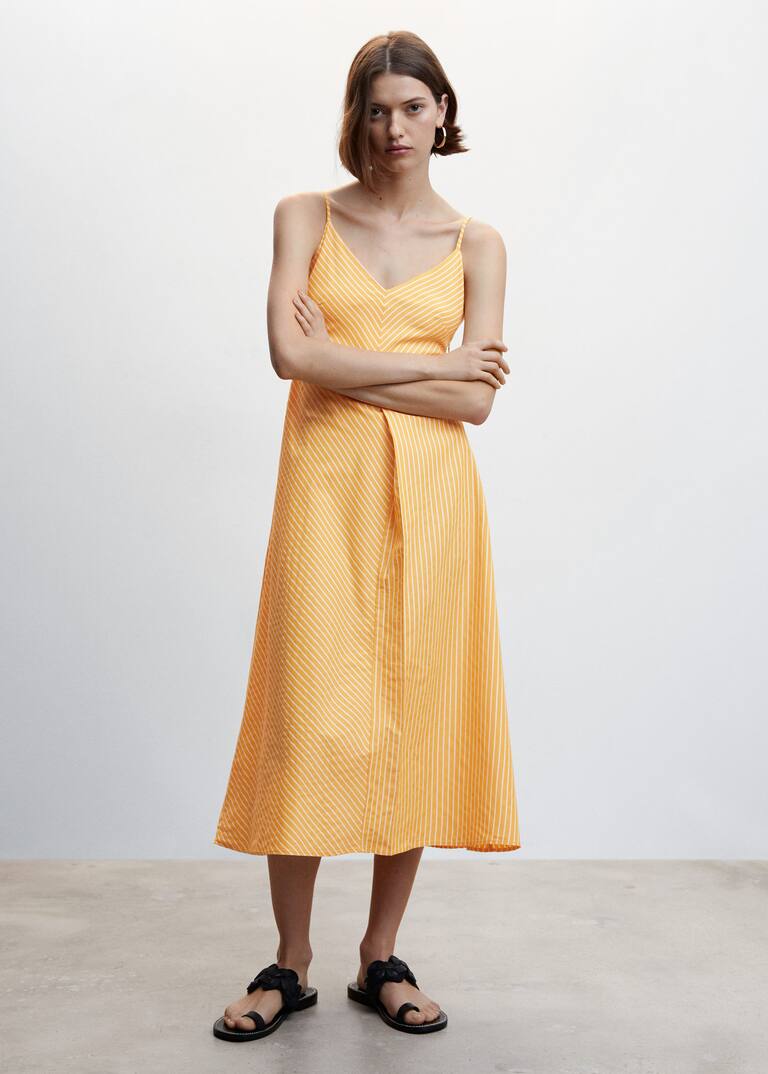 Striped strap dress Women Mango USA