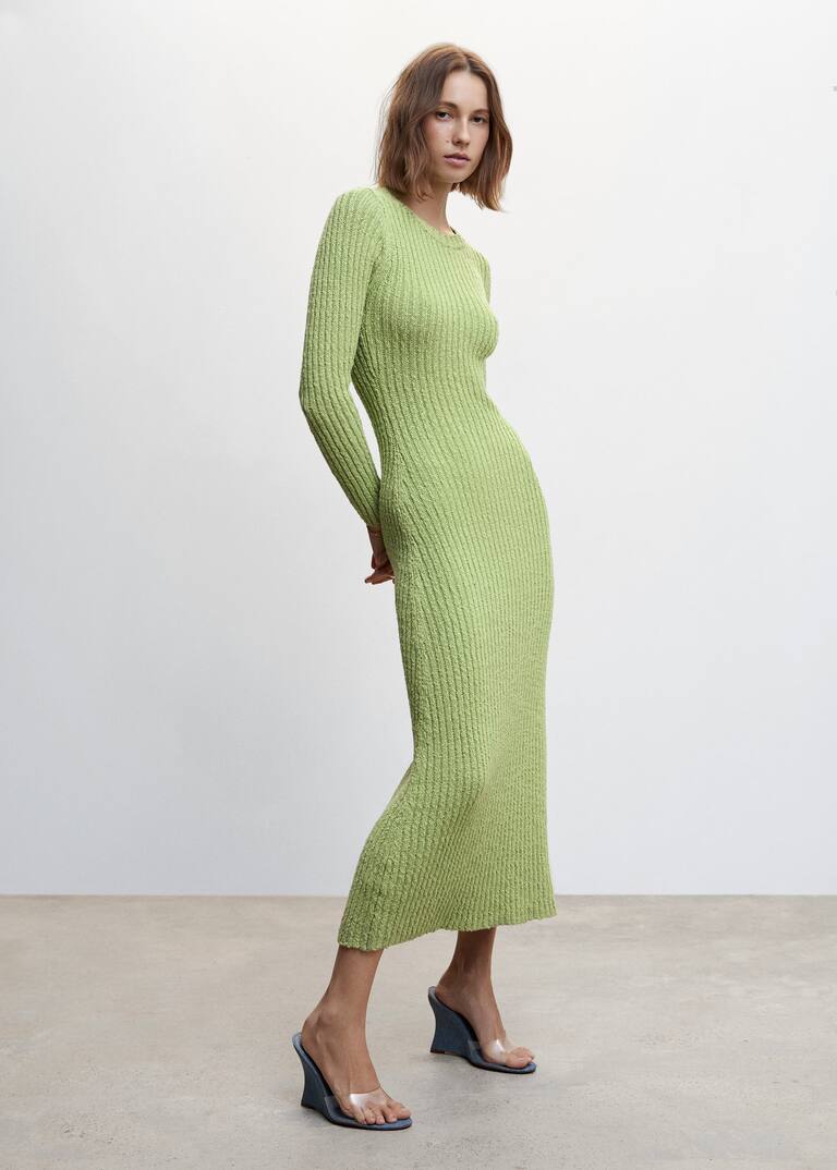 Ribbed long dress Woman Mango Canada