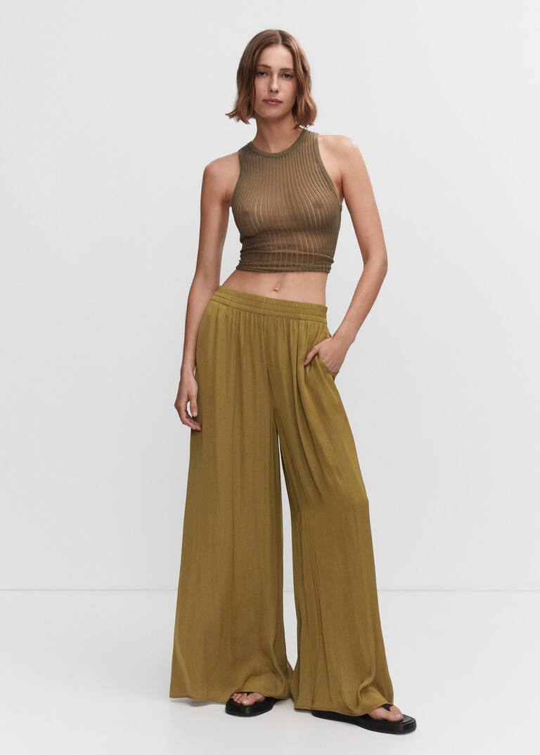 Lowrise palazzo pants Women Mango USA