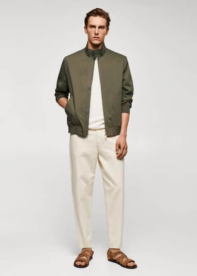 MANGO MAN Cotton bomber jacket khaki