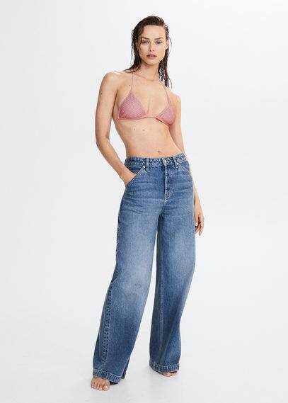 Mango Rhinestone Bikini Top Pink