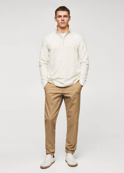 Mango Pantalon Jogger Coton In Tobacco Brown