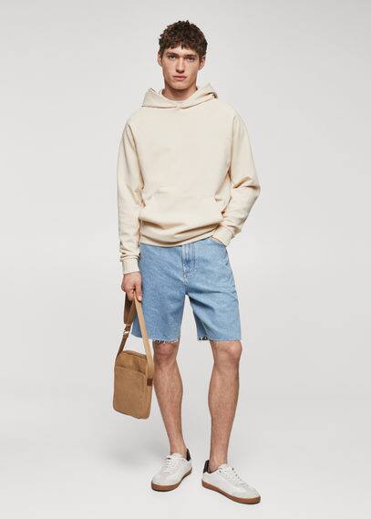 MANGO MAN Kangaroo pocket hoodie beige