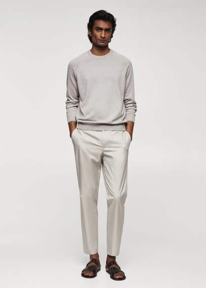 Mango Man Fine-knit Cotton Sweater Sand