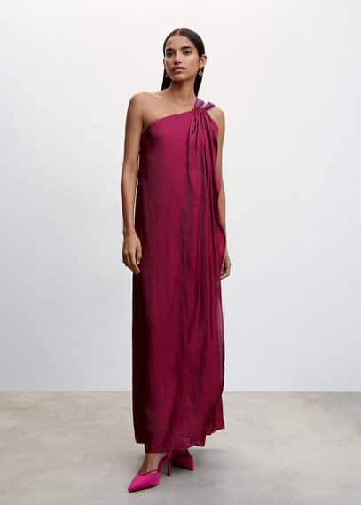 MANGO Long asymmetric dress wine | Smart Closet