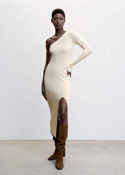 Mango Asymmetrical Knit Dress Ecru | ModeSens Mango Asymmetrical Knit Dress Ecru | ModeSens