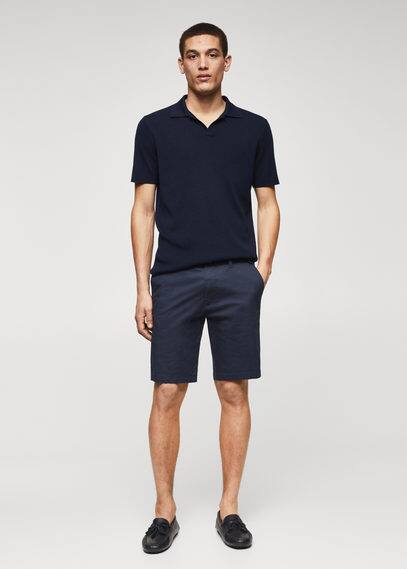 MANGO MAN Fine-knit polo shirt navy
