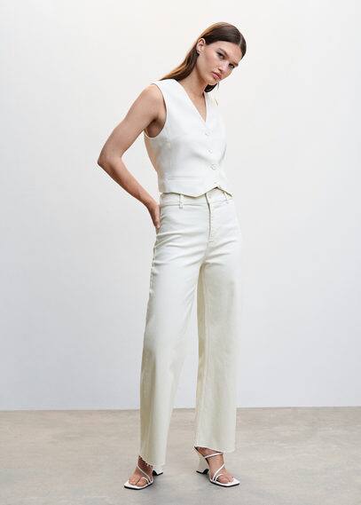 Mango Jeans Culotte High Waist Off White In Off White