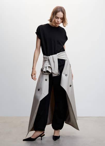 Mango Short-sleeved Cotton T-shirt Black