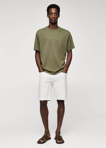 Mango Man 100% Cotton Relaxed-fit T-shirt Khaki
