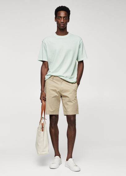 Mango Man 100% Cotton Relaxed-fit T-shirt Aqua Green