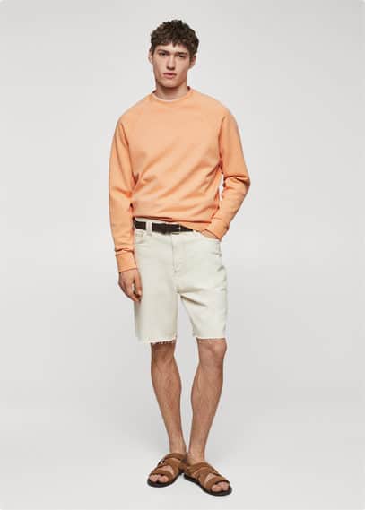 MANGO MAN Lightweight cotton sweatshirt peach