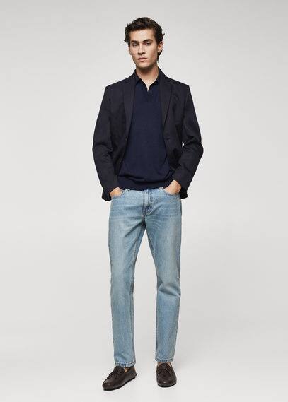 MANGO MAN Fine-knit polo shirt dark navy