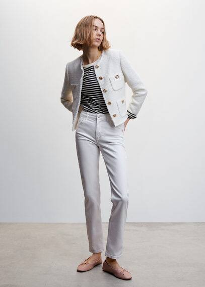 Mango Mid-rise Straight Jeans White In White