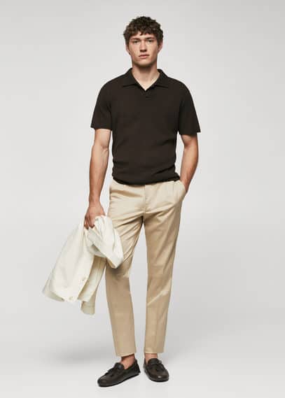 MANGO MAN Slim-fit cotton pants sand