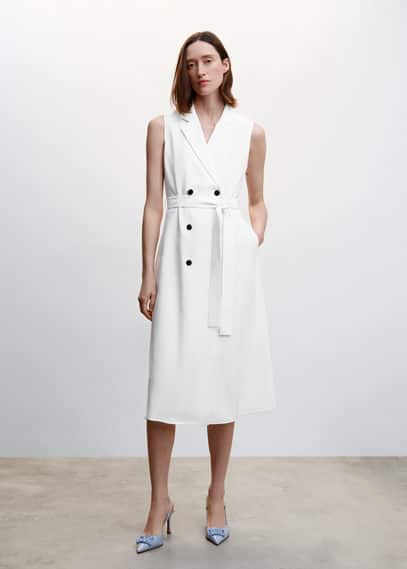 Mango Robe Gilet Midi In White ModeSens