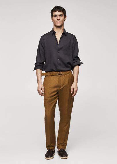 MANGO MAN Pocket flowy shirt grey
