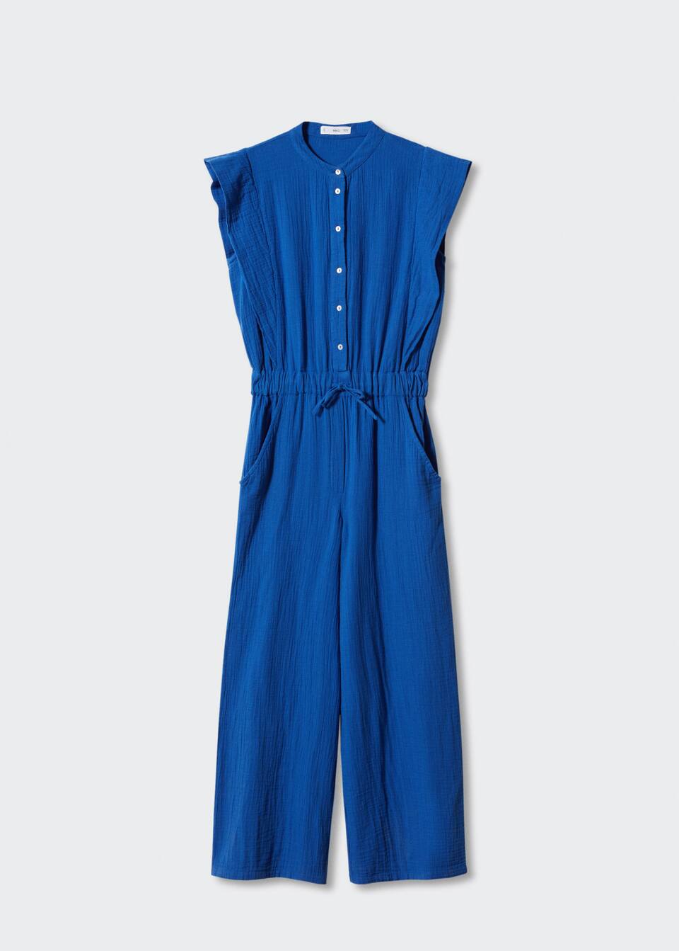 Textured jumpsuit with button Women Mango USA
