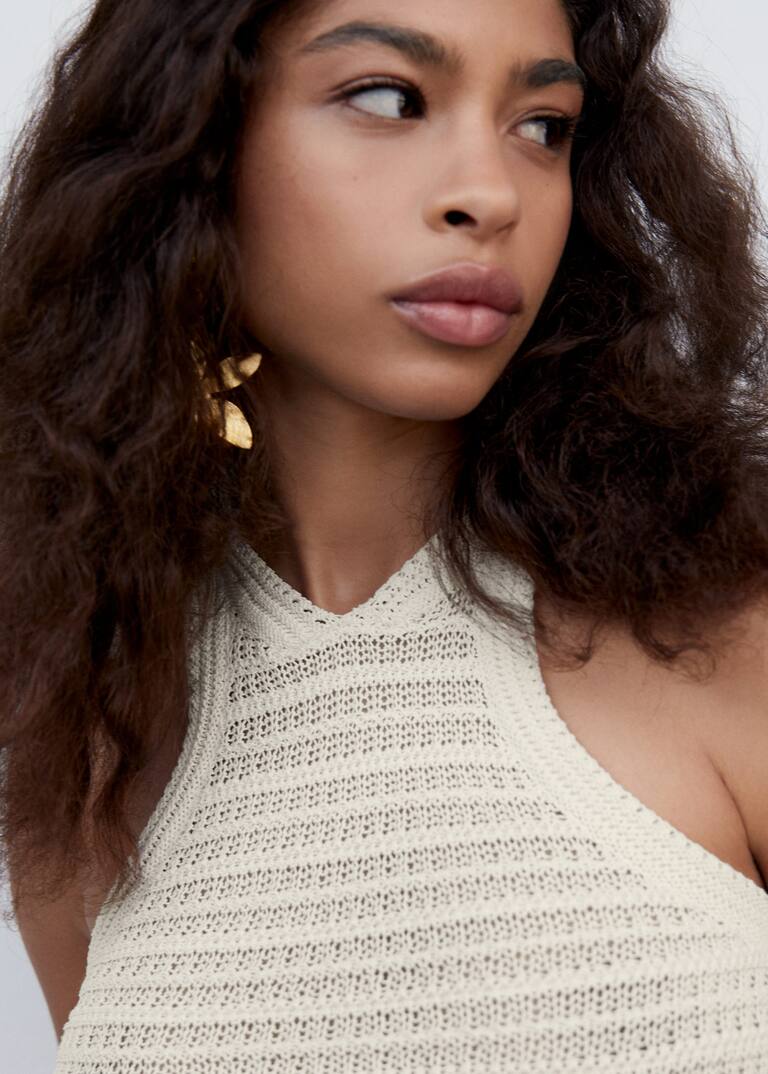 Halter neck crochet top Women Mango USA