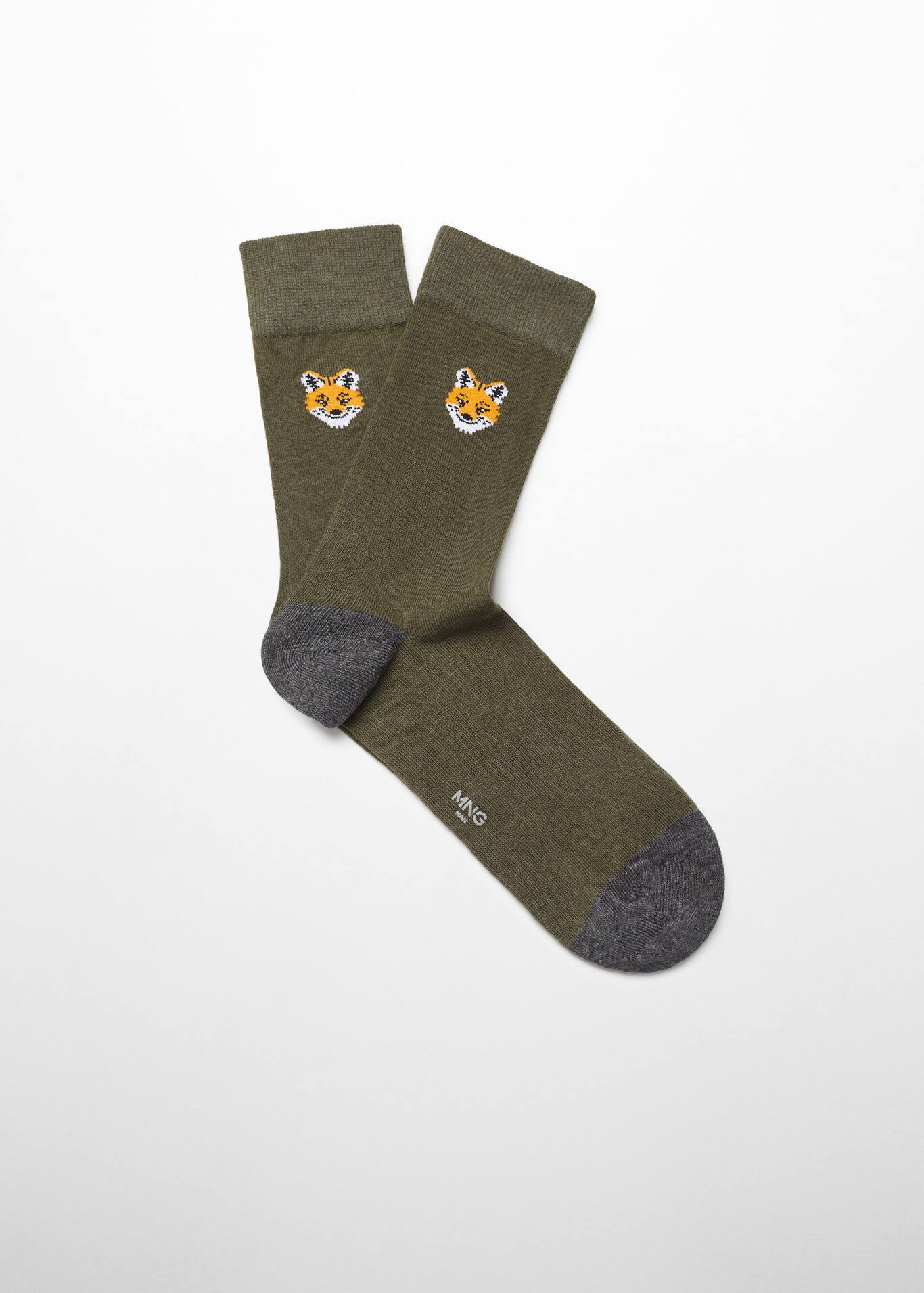 Foxembroidered cotton socks Men Mango Man United Kingdom