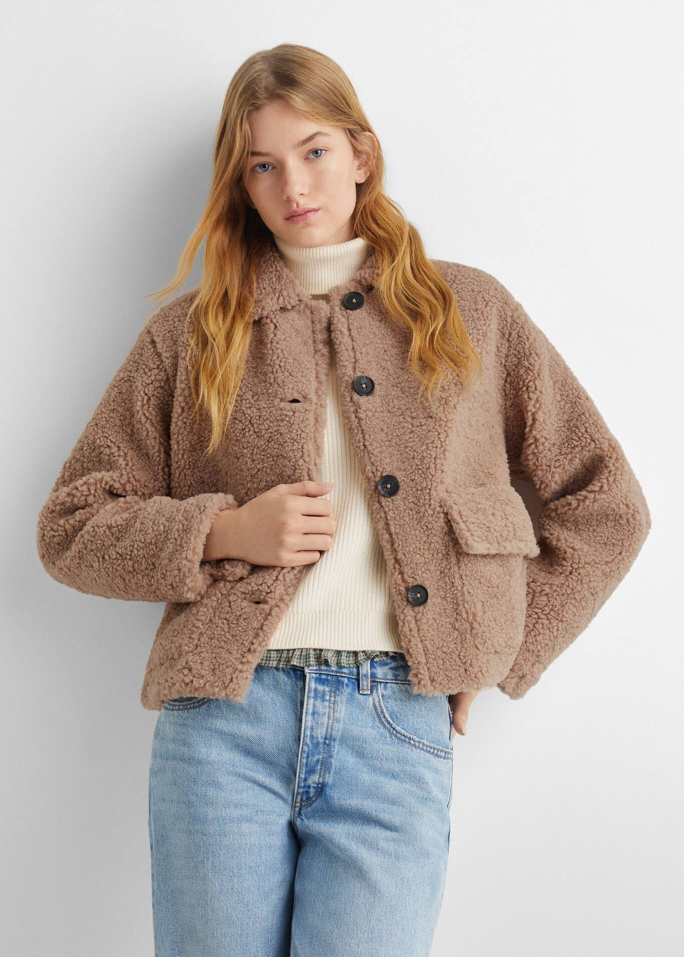 Faux shearling coat Teenage girl Mango Teen USA