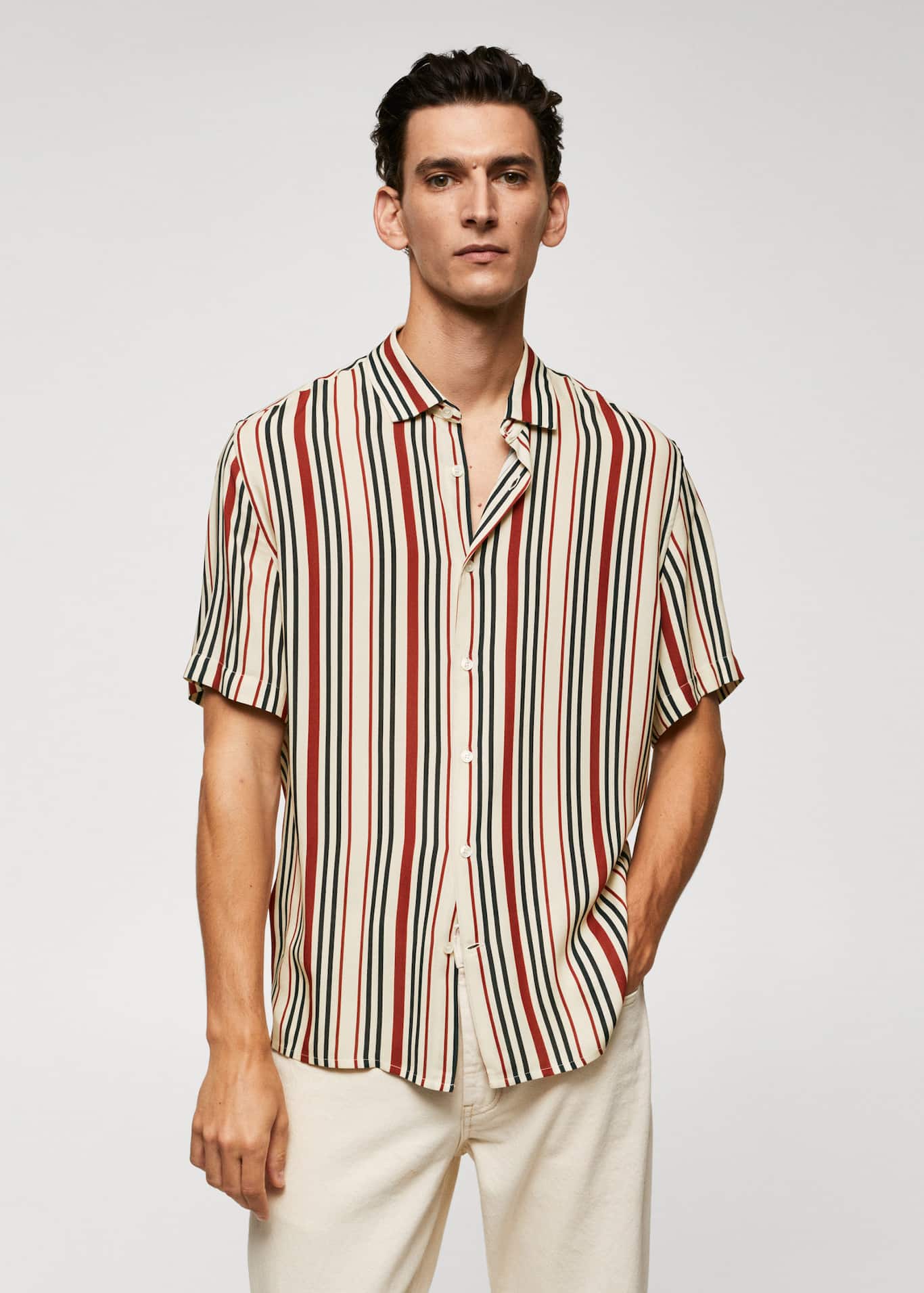 Short sleeve striped shirt Men Mango Man USA