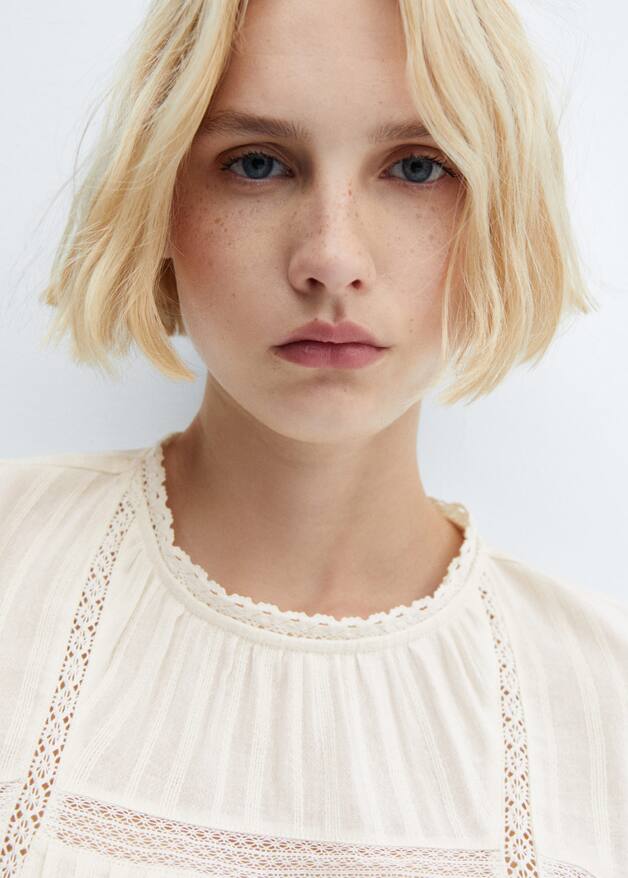 Embroidered blouse with puffed sleeves Women Mango United Kingdom