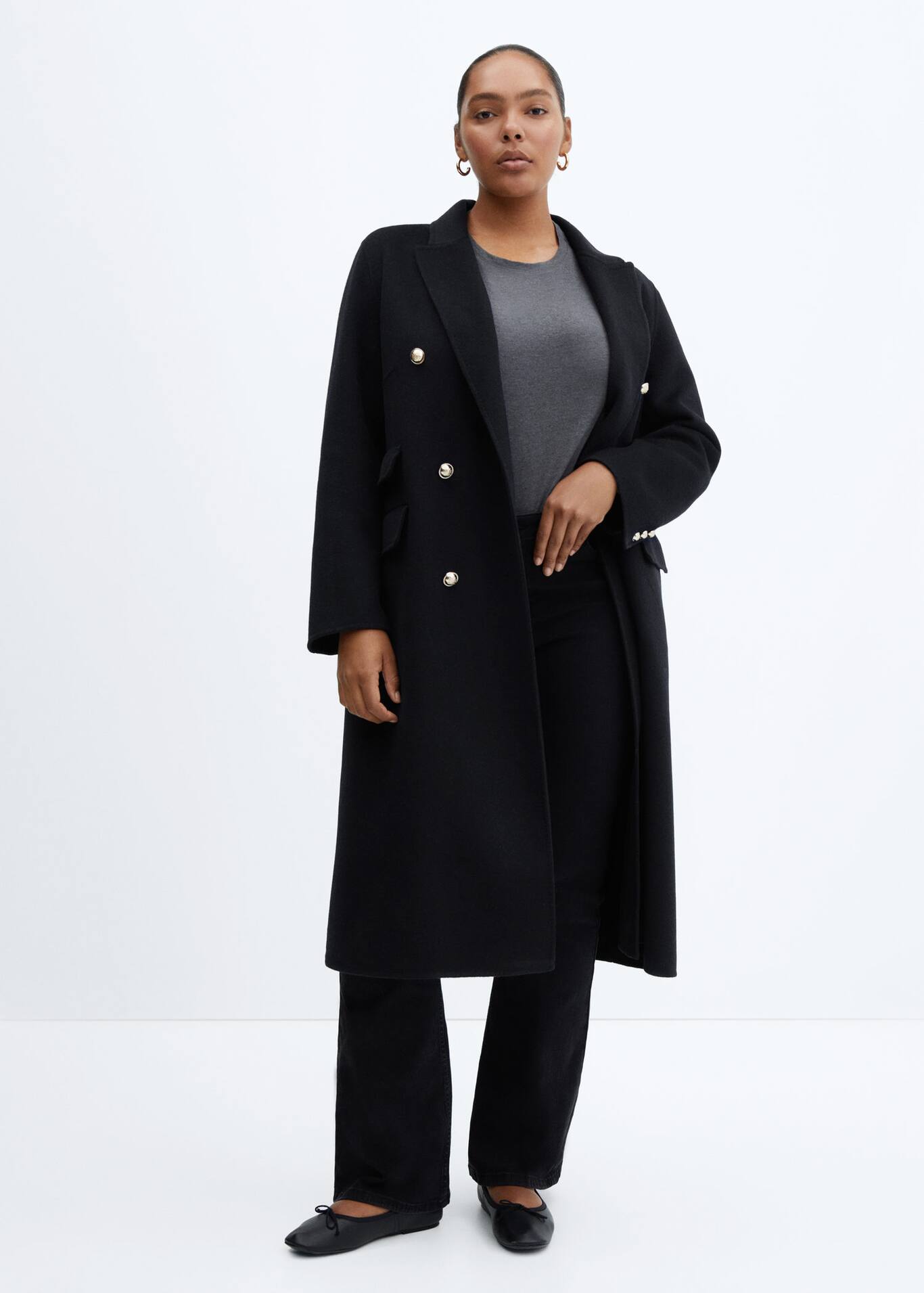 Handmade buttoned wool coat Women Mango USA