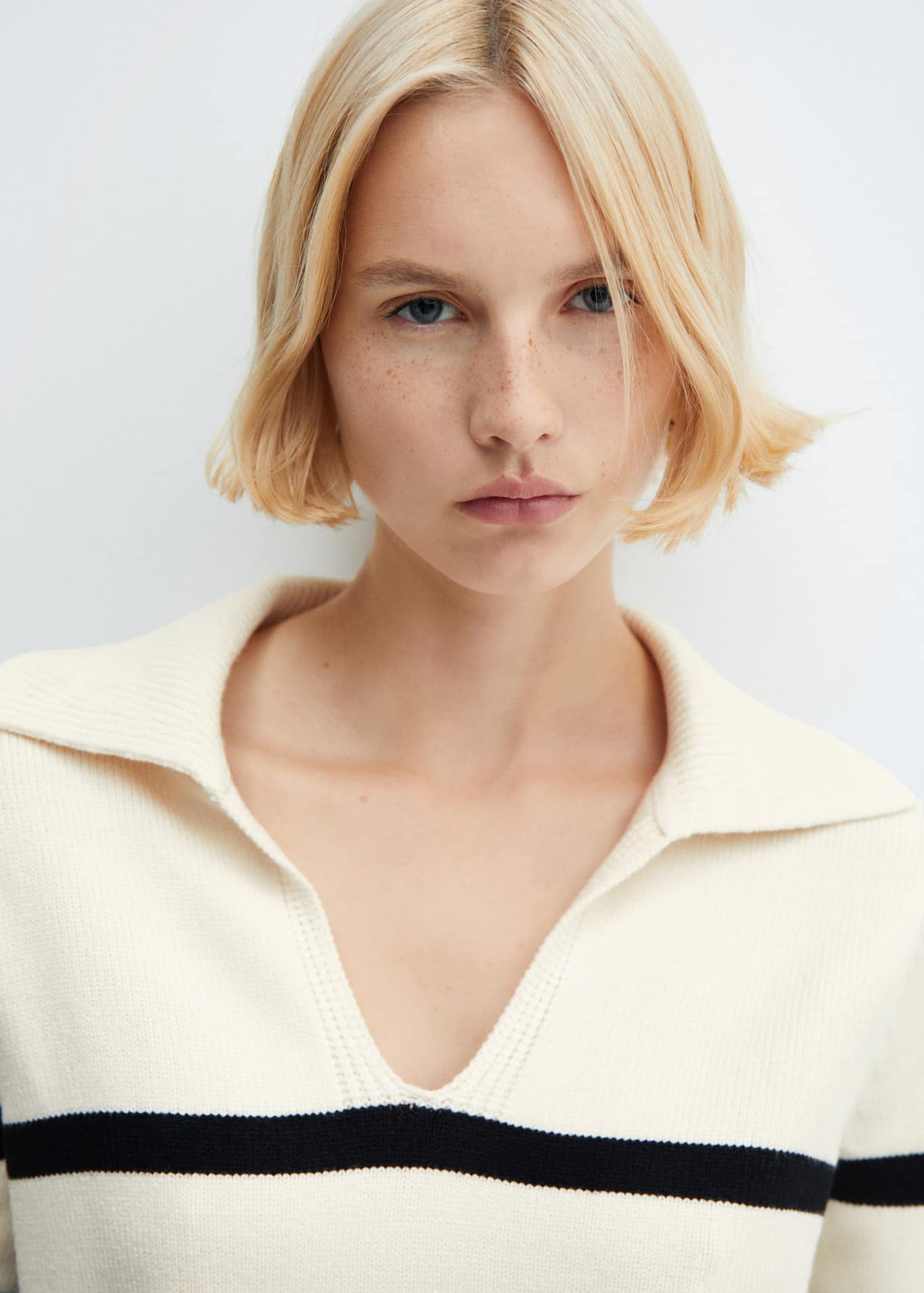 Striped Polo neck Sweater Women Mango USA striped-polo-neck-sweater-women-mango-usa