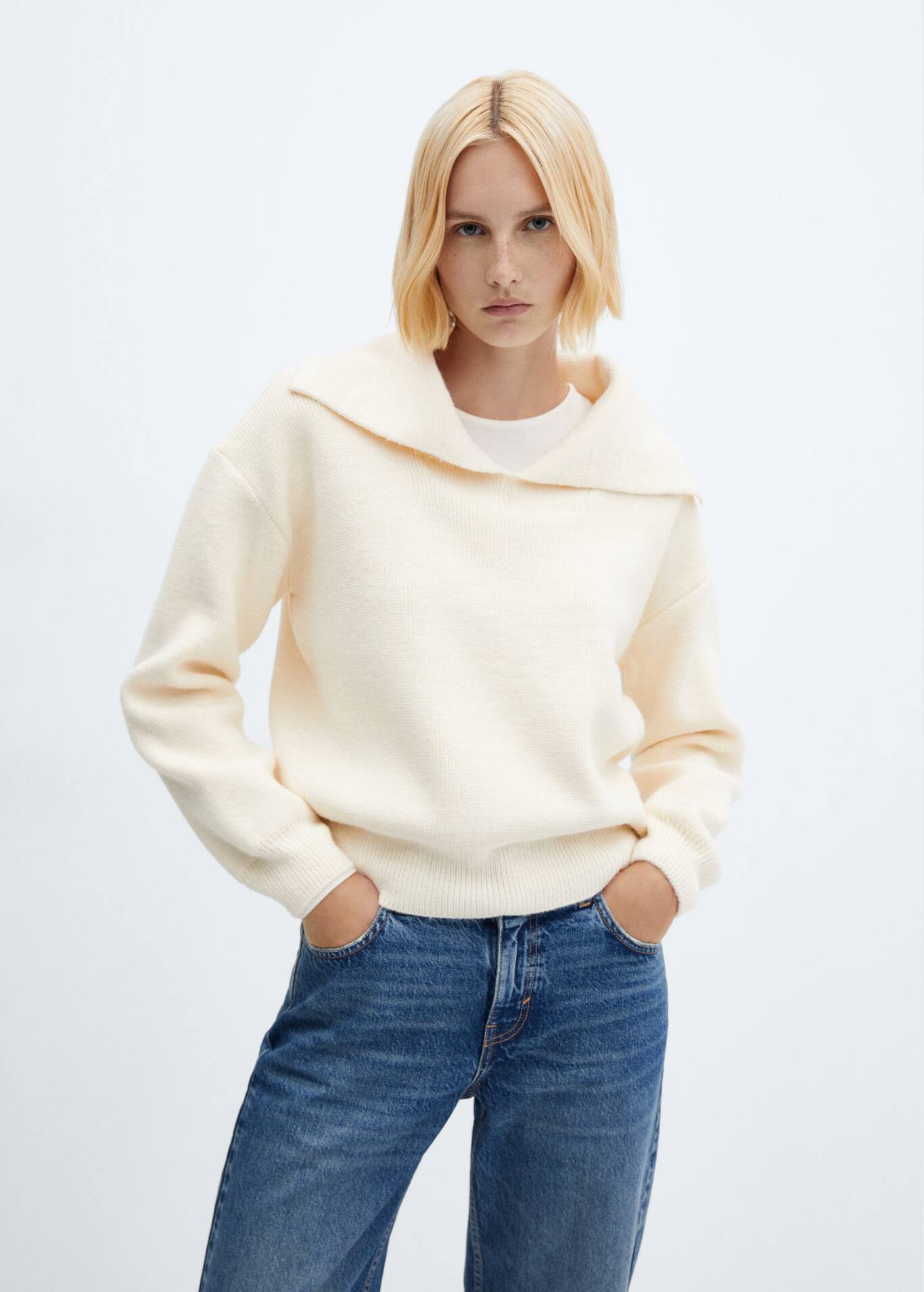 Campcollar knit sweater Woman Mango South Africa