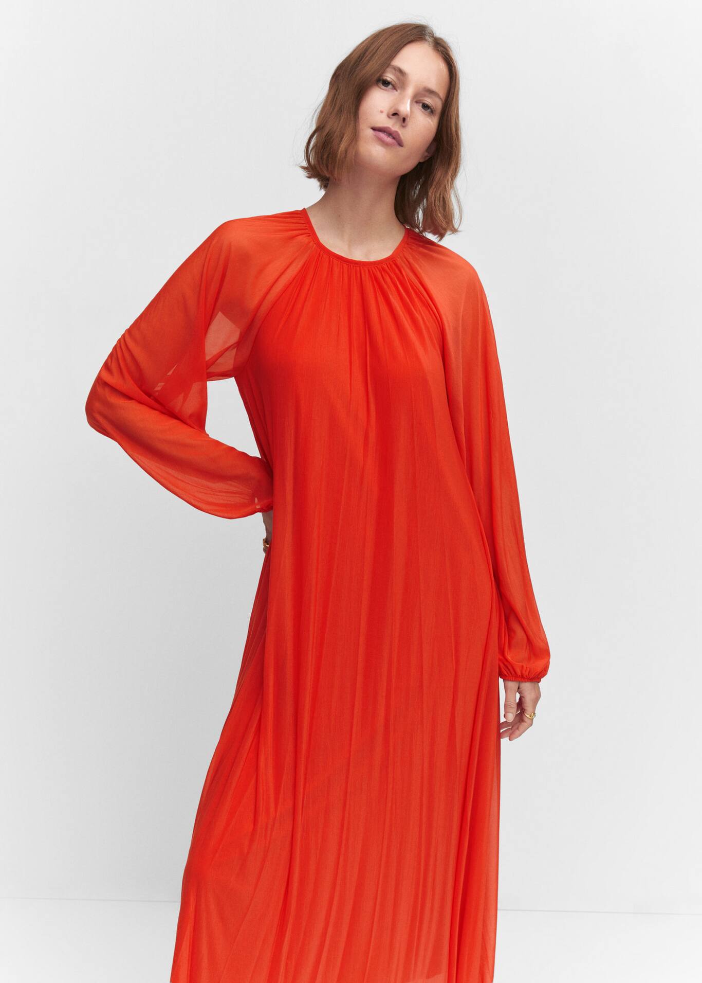 Puffed sleeves dress Women Mango USA