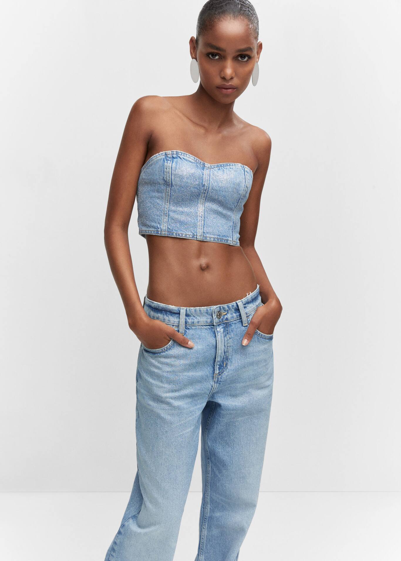 Shiny straightleg jeans Women Mango USA