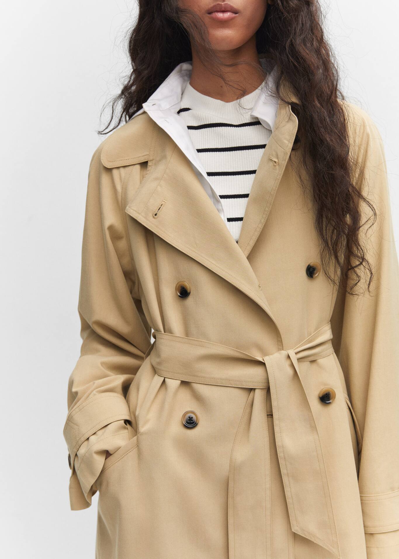 Fluid tencel trench coat Women Mango USA