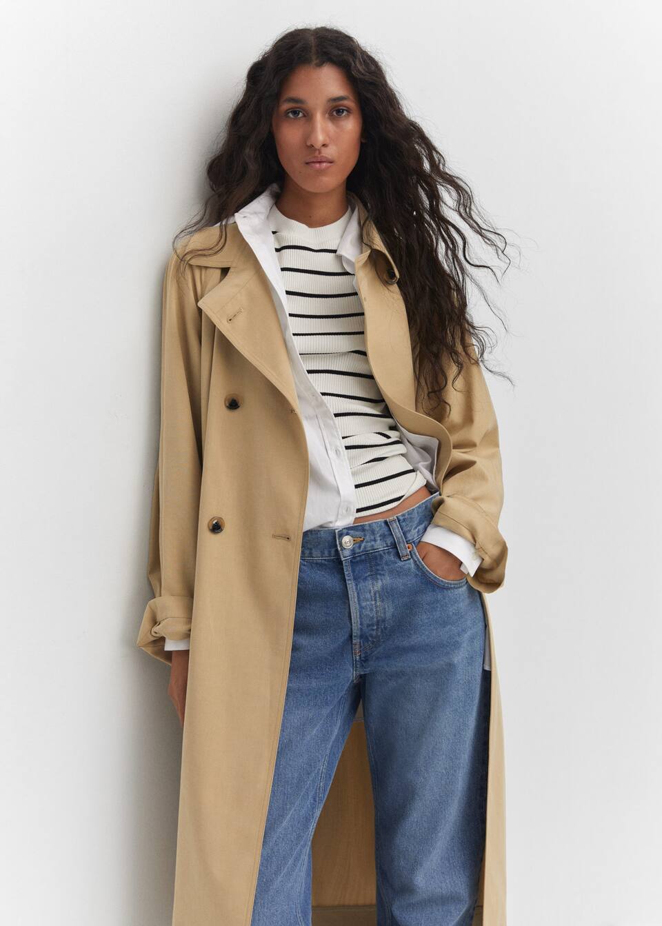 Fluid tencel trench coat Women Mango USA