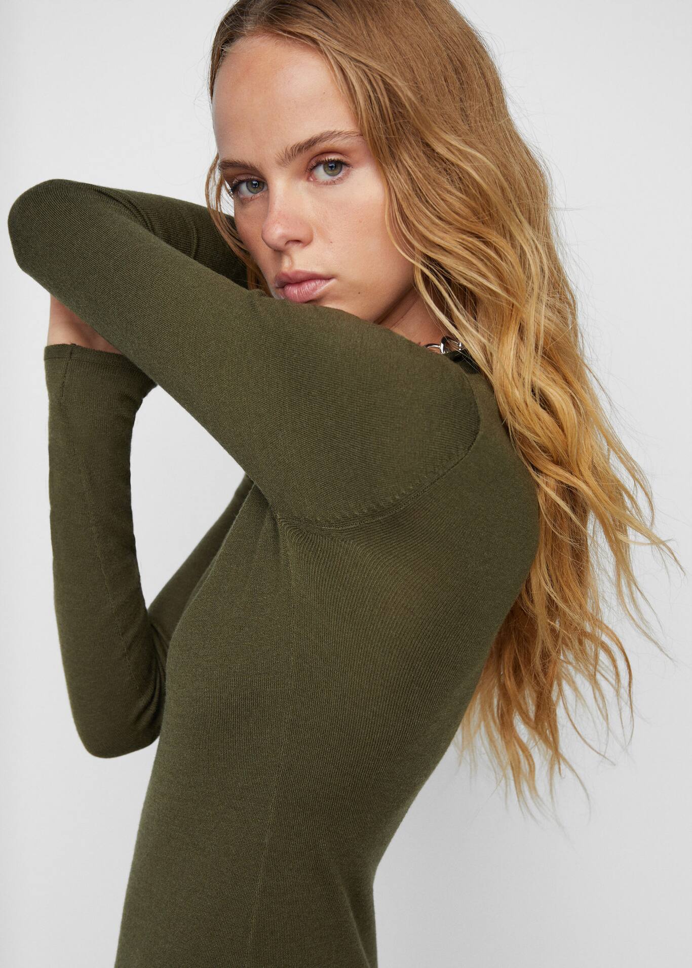 Knitted dress with side slit Women Mango USA