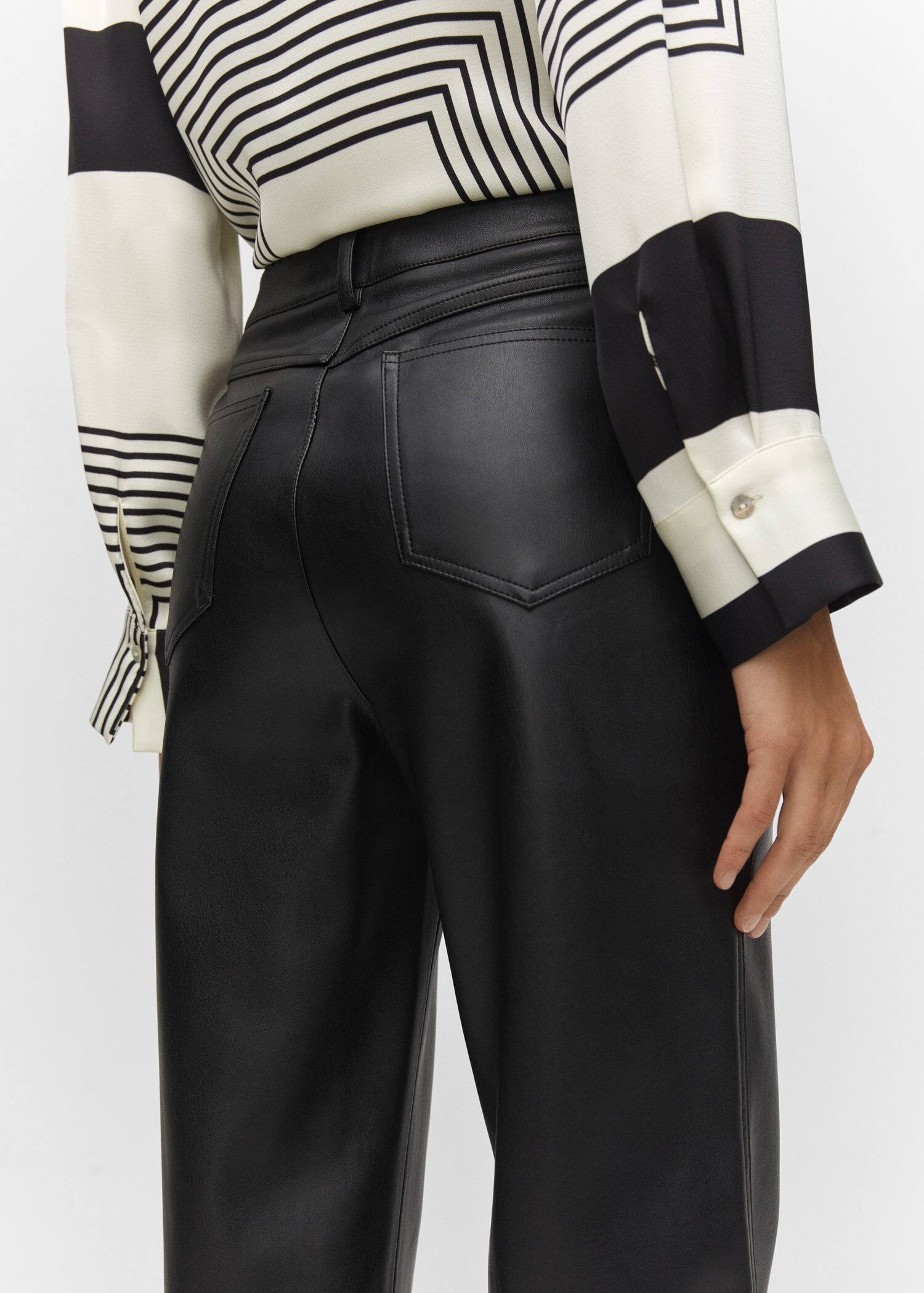 Leathereffect straight trousers Woman Mango Canada