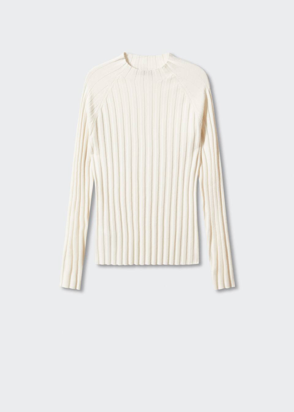 High collar ribbed knit sweater Women Mango USA