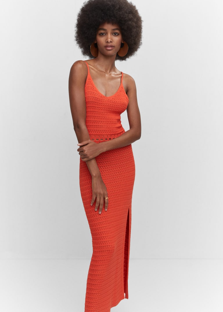 Side slit knit dress Woman Mango Canada