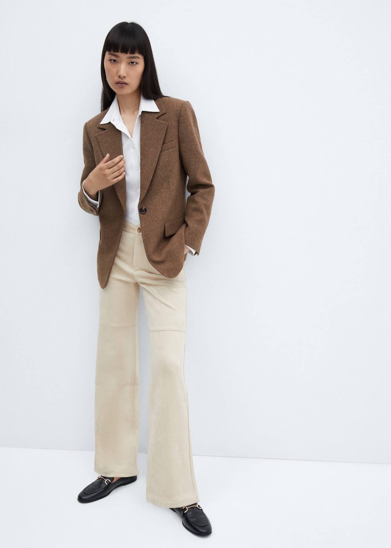 Herringbone woolblend blazer Women Mango USA