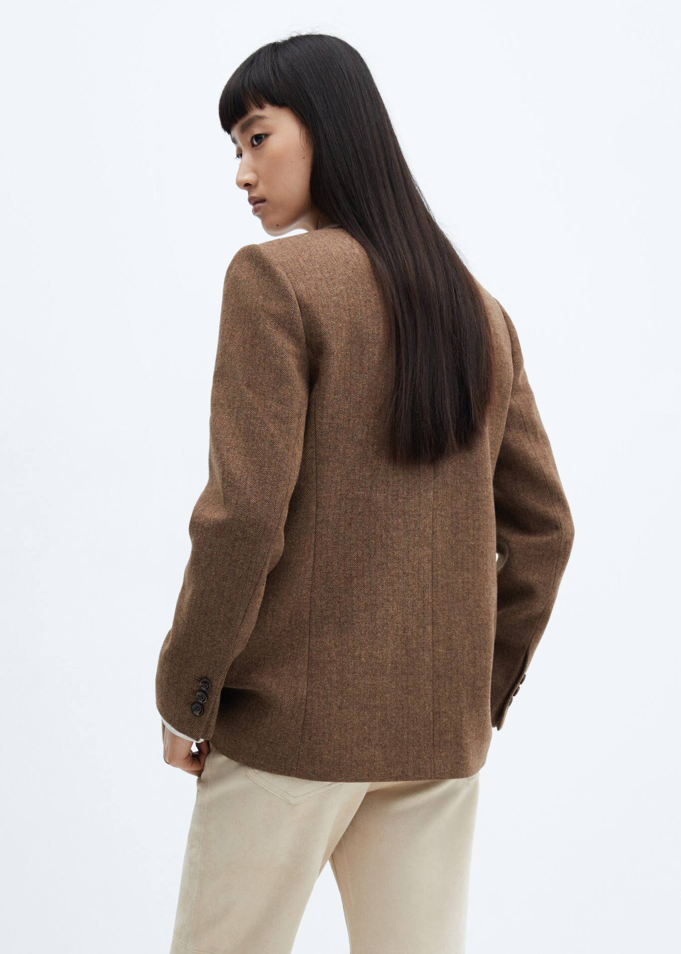 Herringbone woolblend blazer Women Mango USA