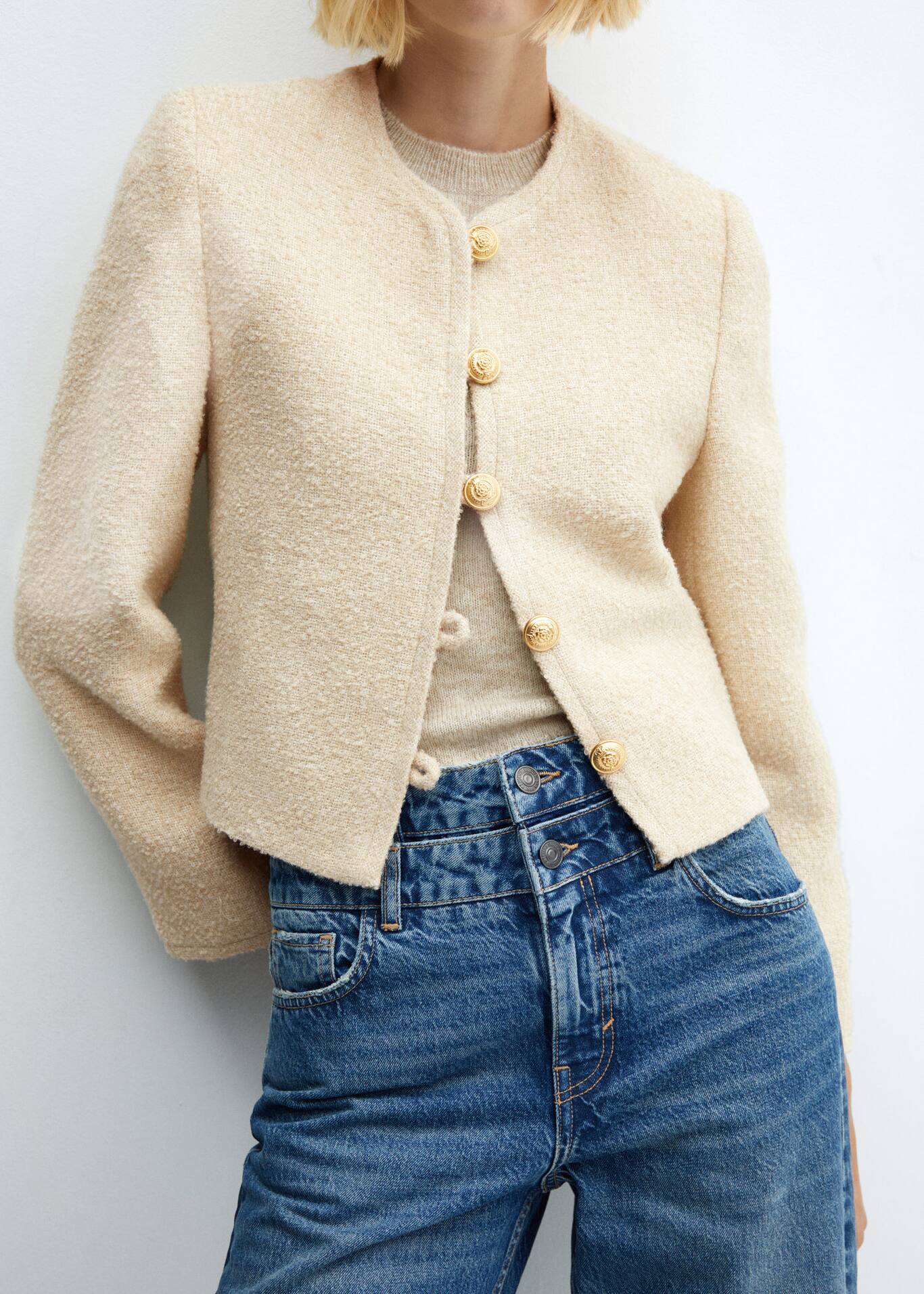 Tweed jacket with jewel buttons Women Mango USA